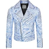 III-Fashions Men's Spiked Biker Jacket in Multicolor Cowhide Leather with Punk Rock Vibes