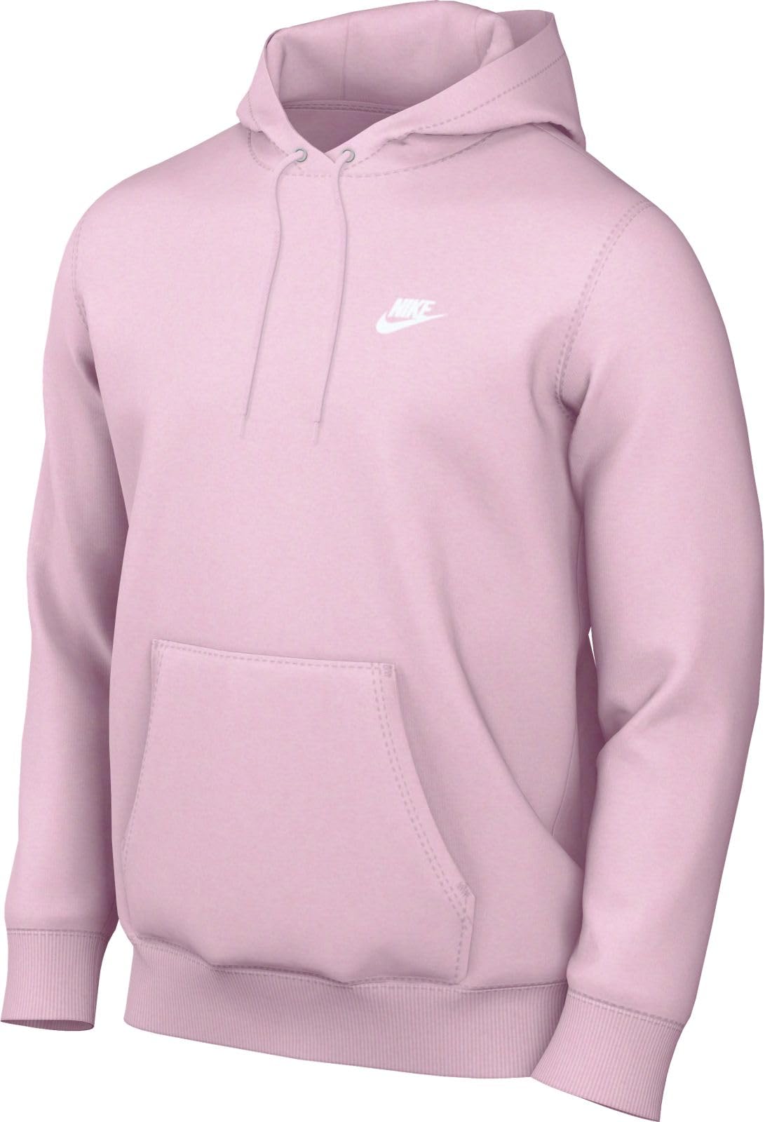 Nike Men's Club Pullover Fleece Hoodie, Pink Foam/Pink Foam/White, Medium Image