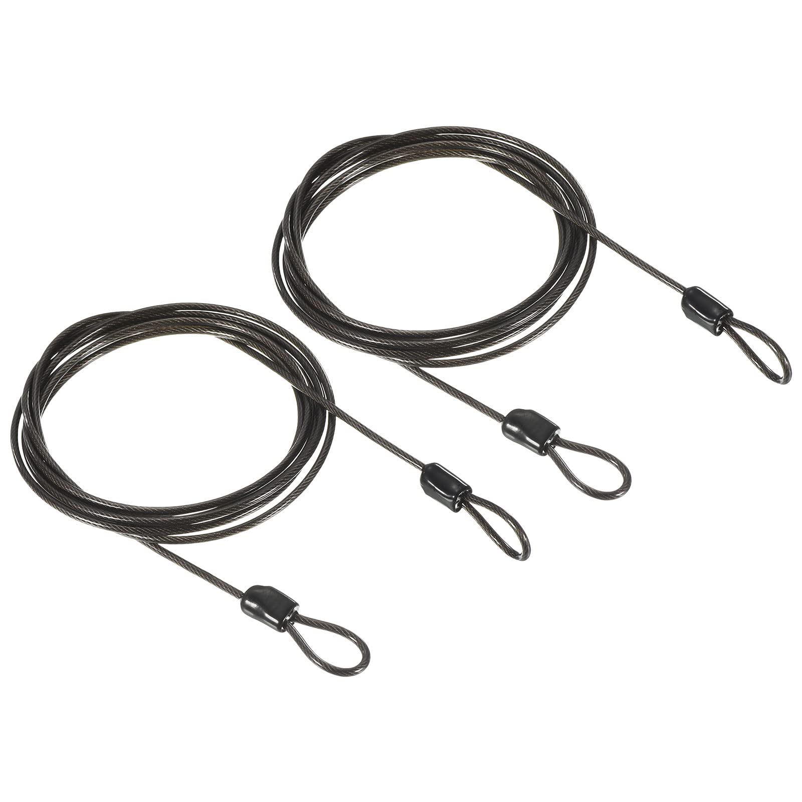 Photo 1 of PATIKIL Security Steel Cable 2.5mm x 2m/6.56ft Coated Luggage Lock Wire Rope with Double Loop Black 2 Pack