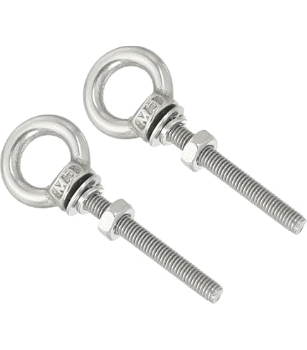Uxcell 15-Pack M4x30mm Eye Hooks Bolts – Carbon Steel Hanger Screws With Hex Nuts, Zinc-Plated, 9mm Inner Eye, For Wood & Metal Hook Installations