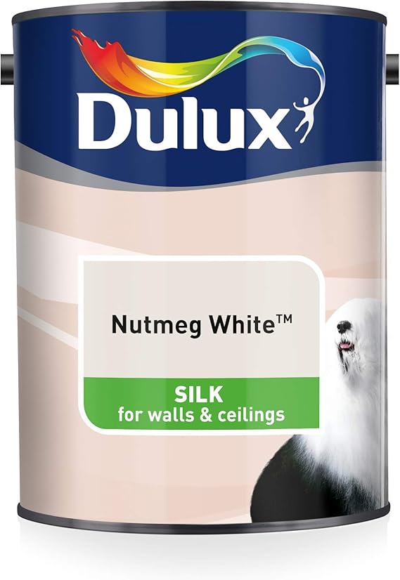 Dulux Silk Emulsion Paint For Walls And Ceilings Nutmeg White 5L