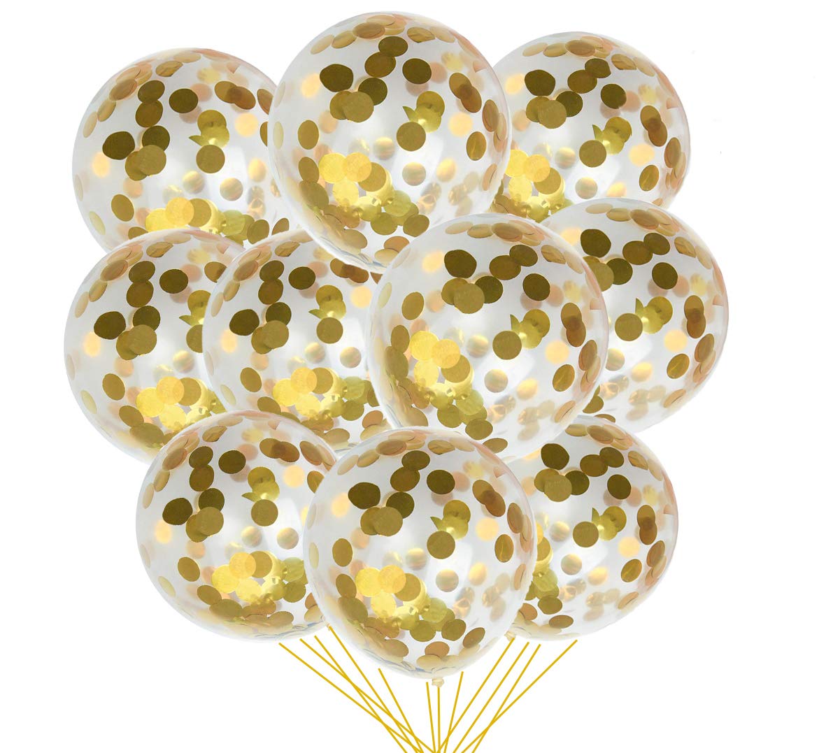 MAKFORT 12 Pcs Confetti Balloons Gold Birthday Party Decorations for Wedding or Anniversary 12''