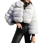 loveimgs Women Fluffy Faux Fur Coat Cropped Jacket Puffer Jacket Zip Up Winter Warm Fuzzy Teddy Jacket