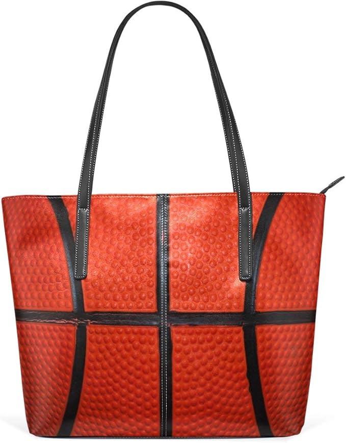 Retro Basketball Sport PU Leather Shoulder Tote Bag Purse for Women