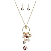 Madison Tyler Christmas Charm Jewelry Set for Women | Statement Christmas Snowball Snowman Snowflake | Bells Necklace | Dangle Silver Snowflake Earrings | Xmas Holiday Necklaces Gifts for Girls