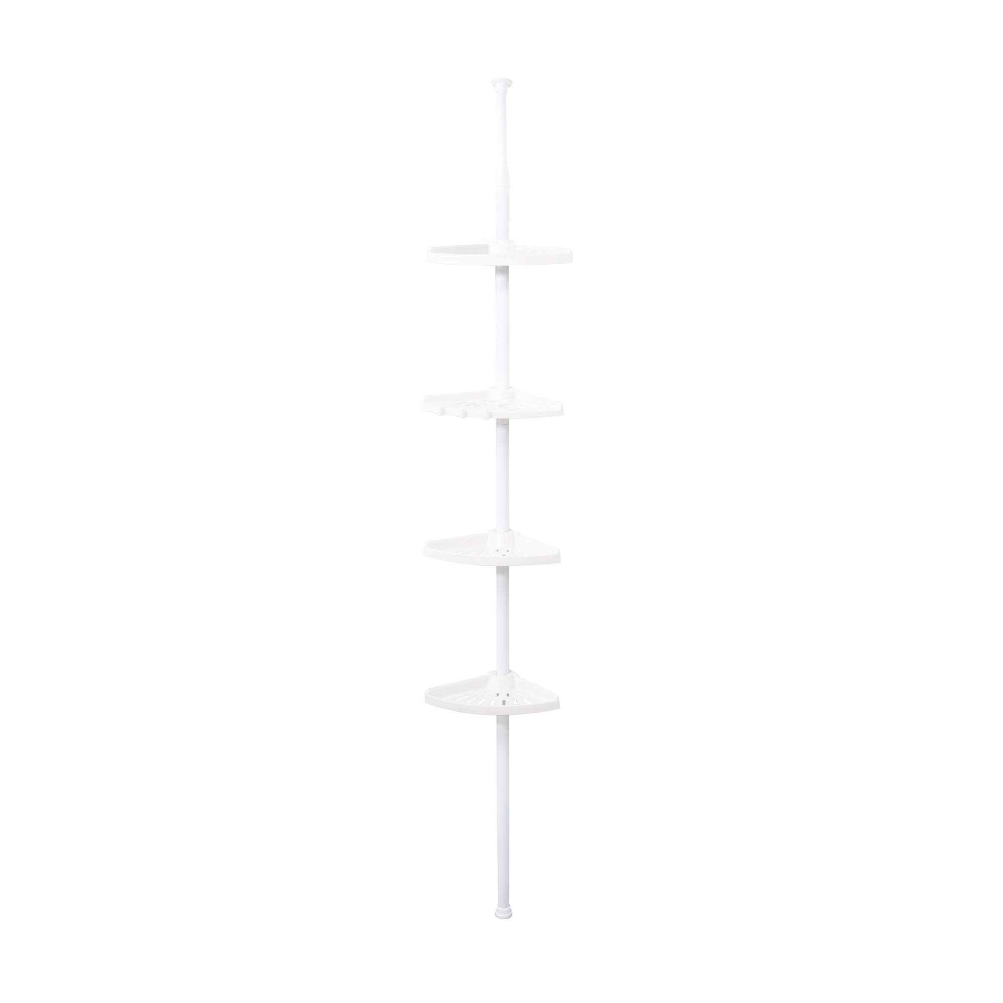 Compactor Gina Extendable Shower Corner Rack XL, 19.5X19.5X260(H) cm, White - Adjustable, No-Drill Installation