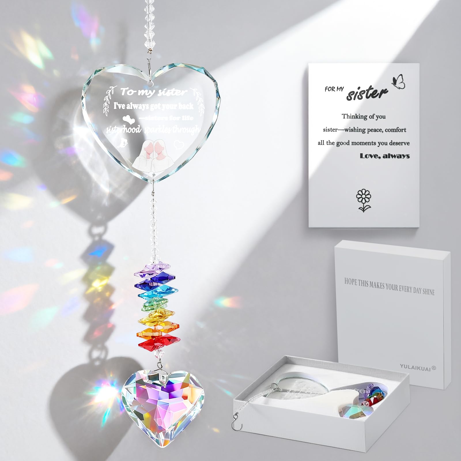 Photo 1 of Sister Gifts, Birthday Gifts for Sister, Crystal Suncatcher, Window Hanging Home Decoration, Unique Gift for Sister Birthday