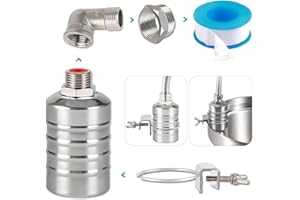 MUSIBO Float Valve,1/2" to 1'' water level control float valve, 304 Stainless Steel Fully Automatic water shut off valve, Automatic Water Level Controller for Water Tank, Pool, Water Tank, Livestock Troughs