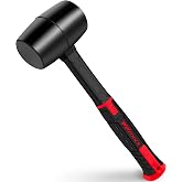 YIYITOOLS 16oz Double‑Faced Rubber Mallet, Rubber Head &amp; Fiberglass Handle | Solid rubber head, ergonomic non‑marring grip, soft‑blow design. Perfect for flooring, woodworking and camping assembly tasks