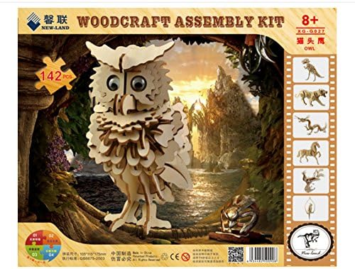 CRECADO 3D Complexe Wooden Jigsaw Puzzle Woodcraft Construction Kit non Toxique for 8+ Years Kids/Adult-owl 142 Part Pieces