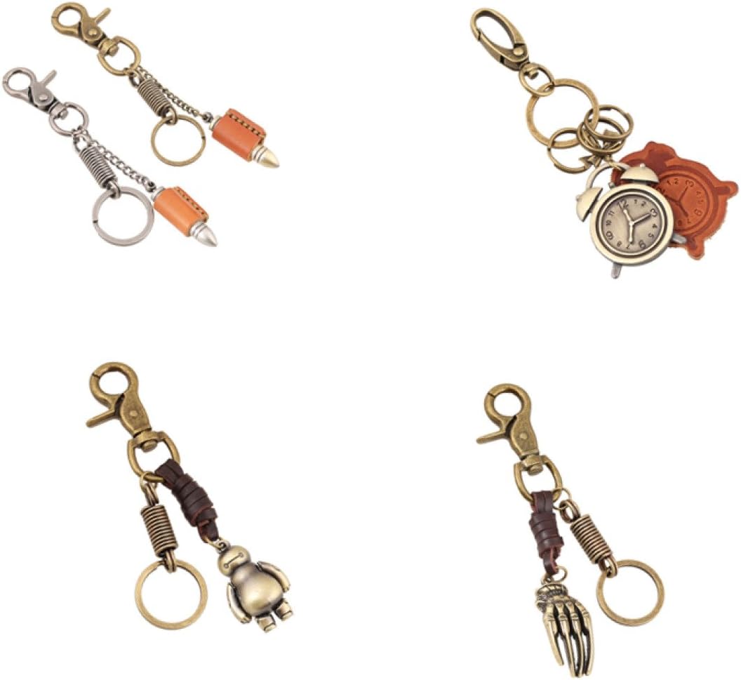 HZYSQ Alloy Keychain Small Gifts Men And Women Retro Angel Wings Braided Leather Punk Keychain Key Chain 4 Sets One Group Of Four,PictureCombinationColor