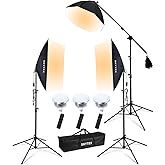Skytex Softbox Lighting Kit(3Pack), 20x28in Soft Box|28in Octa Softbox|85W 2700-6400K E27 LED Bulb Continuous Photography Lig