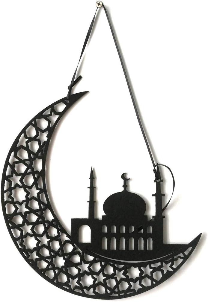 Sqiuxia DIY Eid Pendant Ramadan Home Door Decoration Wall Hanging Pendants Craft,Non-woven Fabric,Moon Design,Eid Decoration