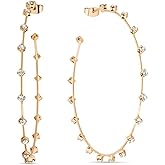 Ettika Gold Hoop Earrings. Hoops for Women. 18K Gold Plated Clear Spark Crystal Earrings.Thin Hoops, Birthday Gifts for Women