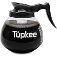 Tupkee Commercial Coffee Pot Replacement - SHATTER-RESISTANT Restaurant Glass Decanter Carafe - 64 oz 12 Cup, Black Handle/Regular, Compatible with Wilbur Curtis, Bloomfield, Bunn Coffee Pot