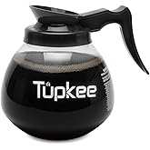 Tupkee 12 Cup Commercial Coffee Pot Replacement, 64 oz Glass Decanter | Black Handle Shatter-Resistant Carafe for Restaurants &amp; Offices, Compatible with Wilbur Curtis, Bloomfield, Bunn Coffee Pot