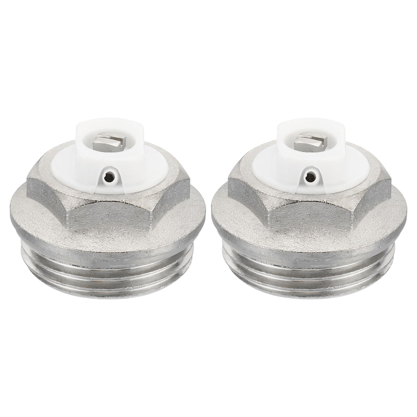 PATIKIL 1" BSP Male Thread Manual Radiator Air Vent Plug Valves, 2 Pack Nickel Plated Brass Plug for Radiator Heater, Silver White