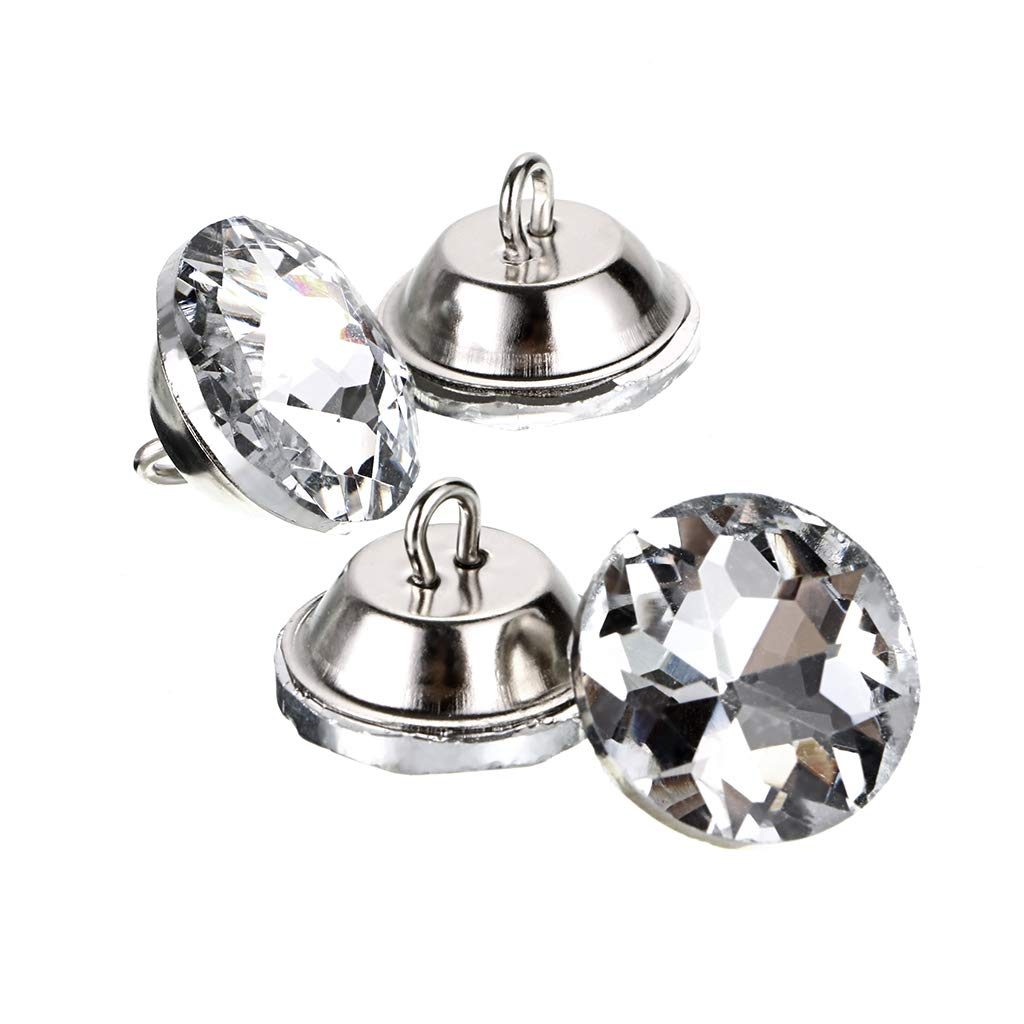 IGNPION 20mm Diamond Cut Clear Crystal Glass Buttons Diamante DIY Round Buttons with Loop for Sewing, Tufting Sofa, Upholstery headboard DIY Crafts Decoration, Pack of 50