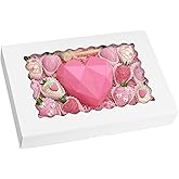 TOMNK 25pcs Cookie Boxes with Window, 16x11x2.5in Large Auto-Popup Bakery Boxes for Treats, Desserts, Chocolate Covered Straw
