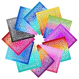 URATOT 12 Pack Novelty Gradient Cotton Bandanas Paisley Print Head Wrap Handkerchief, 2 Style (Mixed 12 Colors A, 12)