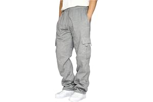 symoid Men's Fleece Cargo Sweatpants Open Bottom Drawstring Baggy Joggers Loose Fit Tech Athletic Workout Gym Pants