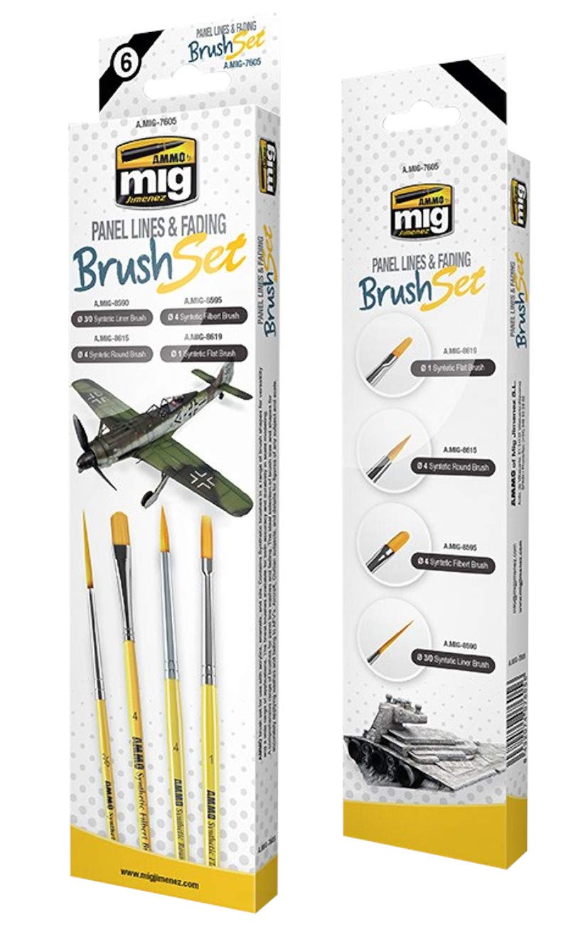 MIG Jimenez Panel Lines and Fading Brush Set AMMO-7605