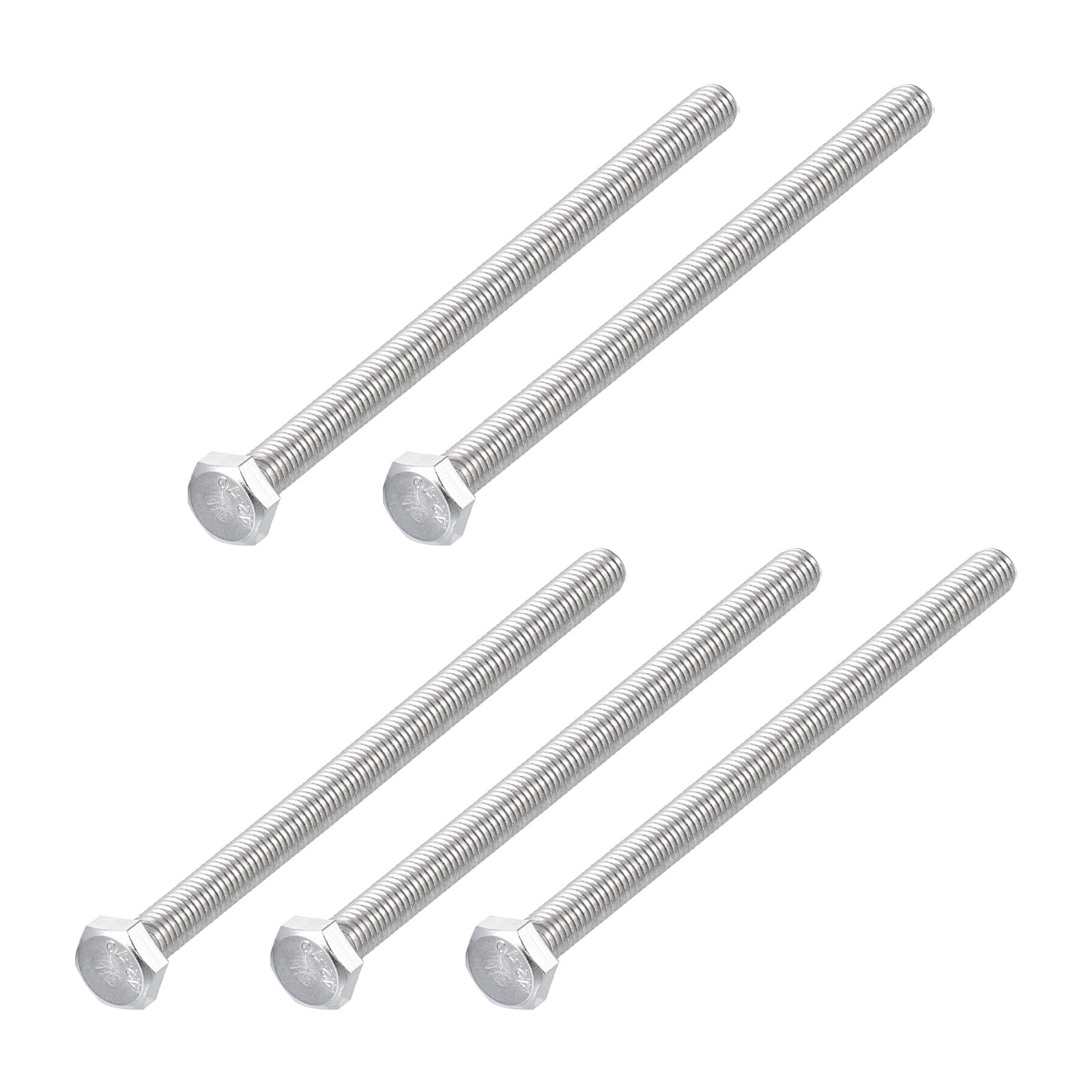 METALLIXITY Hex Bolts (M6-1x110mm) 5Pcs, 304 Stainless Steel Coarse Fully Threaded Hex Head Screw Bolt Machine Screws - for Furniture Repair, Silver