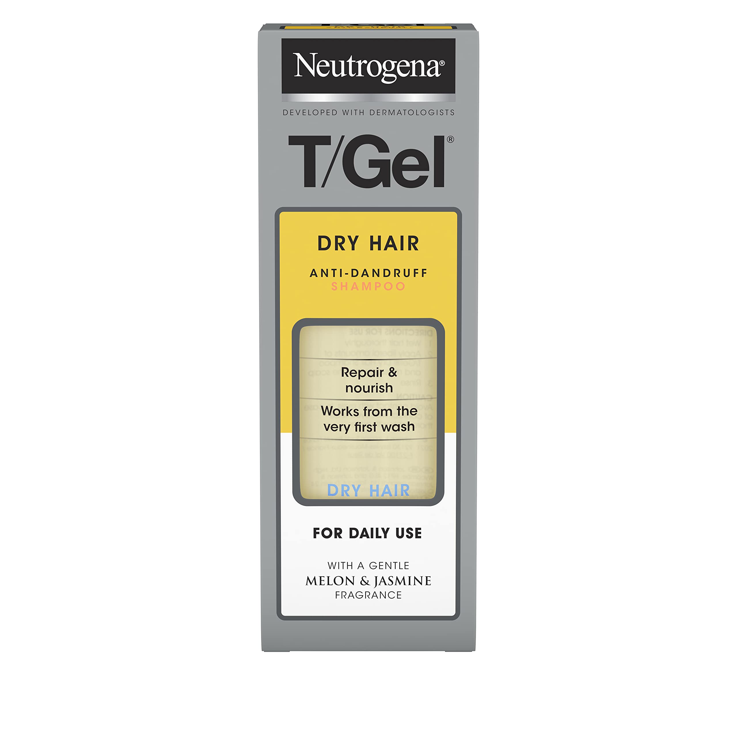 Neutrogena T/Gel Anti-Dandruff Shampoo for Dry Hair (1x 150ml), Daily Anti-Dandruff Shampoo with Salicylic Acid, to Help Repair Dry Damaged Hair and Fight Dandruff from First Wash
