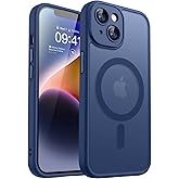CANSHN Magnetic for iPhone 14 Case, Upgraded [Full Camera Protection] [Compatible with Magsafe] [Translucent Matte] Shockproof Protective Phone Case for iPhone 14 6.1" - Deep Blue