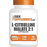 BulkSupplements.com L-Citrulline Malate Capsules - as L-Citrulline Malate 2:1, Nitric Oxide Supplement - Gluten Free, 8 Capsules per Serving (3000mg), 240 Count (Pack of 1)
