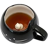 Koolkatkoo Cat Coffee Mugs for Cat Lover, Ceramic Kitty Tea Mug Gifts for Women Girls 12 oz Cup Black