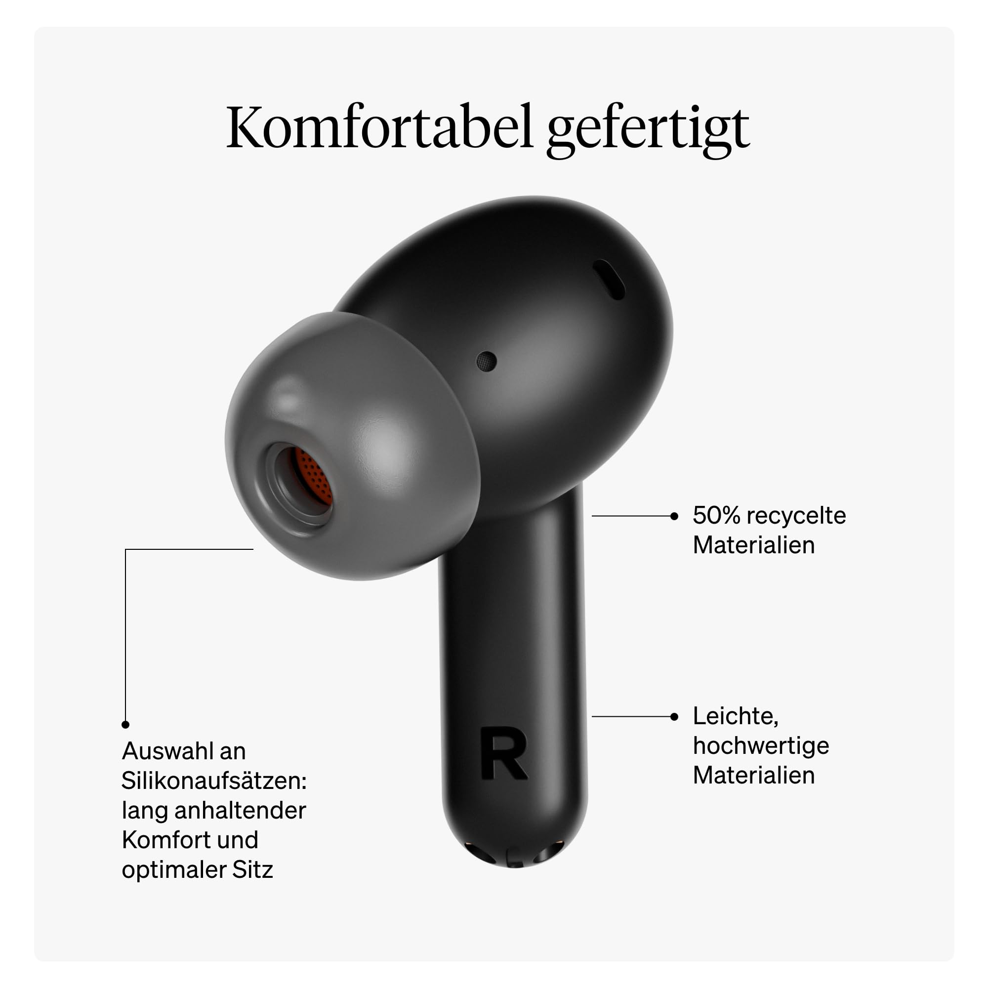Cambridge Audio Melomania A100 True - Wireless In-Ear Kopfhörer, leicht, Adaptives ANC, aptX™ Lossless Bluetooth, bis zu 39 Std Akku mit Ladecase – Schwarz 4
