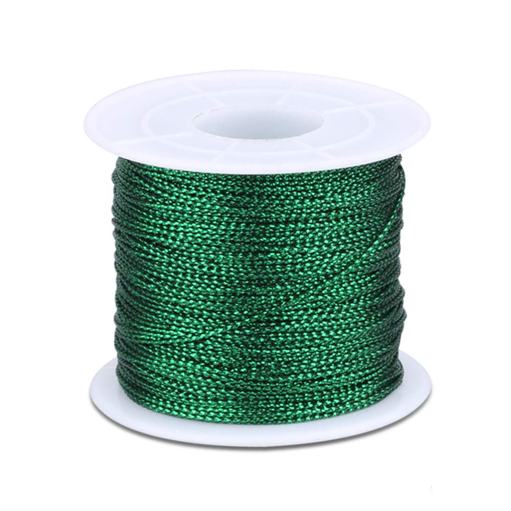 G2PLUS 100M Green String Twine - 1mm Tinsel Thread Cord - Non-Elastic Metallic String for Crafts & Hanging Christmas Ornaments & Cards — image 1