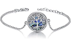 ONEFINITY Tree of Life Anklet Sterling Silver Abalone Shell/Blue Opal/Crystal Tree of Life Ankle Bracelet Tree Jewelry for Women Girls Gifts