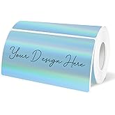 YEGAWEN 2x4 Inch Holographic Thermal Labels, Blue Direct Thermal Stickers Label, Self-Adhesive Glitter Thermals Printer Sticker Labels, Perforation Line Design- 200Pcs