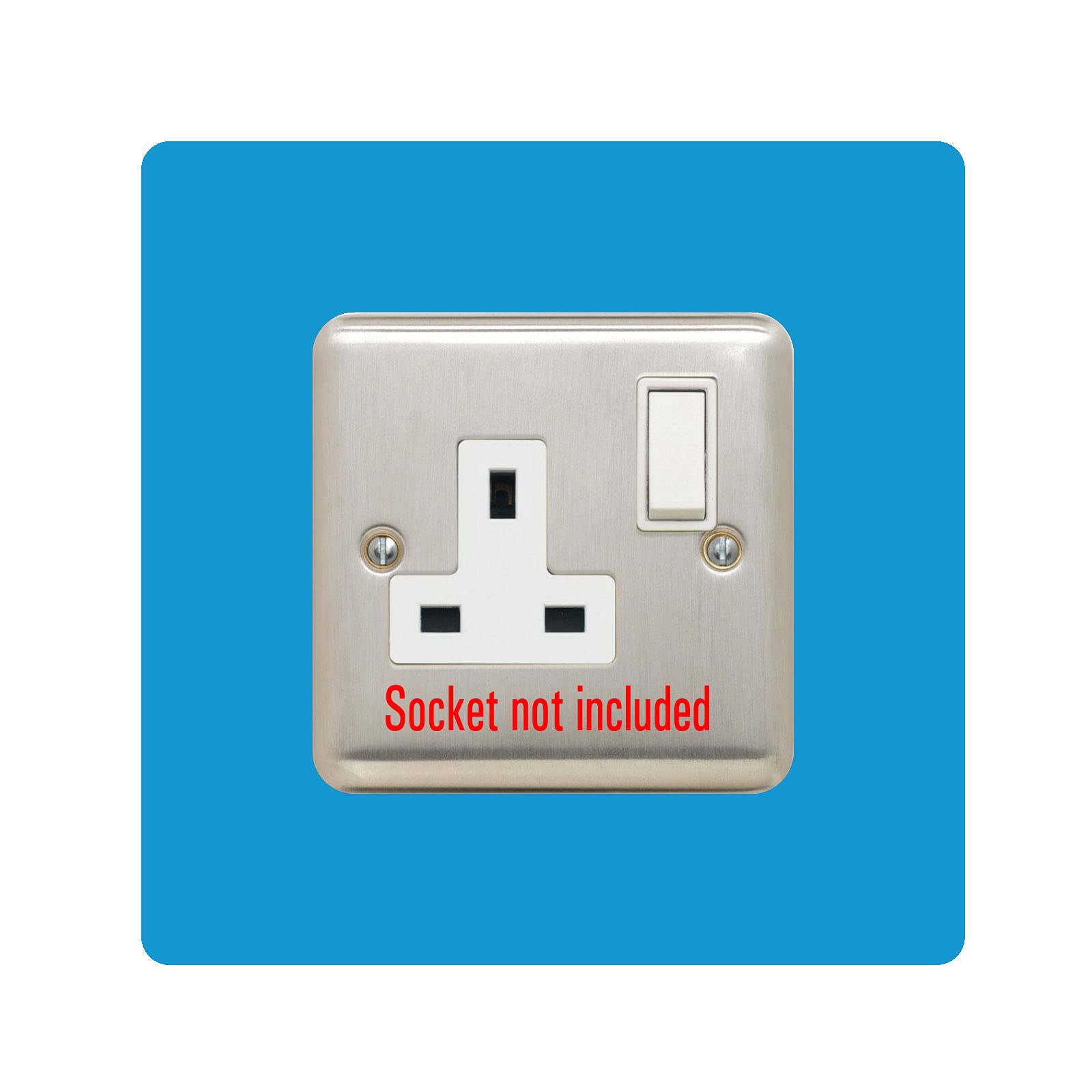 Single Socket Surround | Square | Acrylic Back Panel or Finger Plate | Light Switch Plug, Font Colour:Light Blue