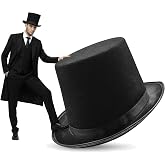 Nicky Bigs Novelties Black Felt Top Hat, Structured Brim Costume Accessory | Black Felt Top Hat with Structured Brim, Smooth Finish &amp; Lined Interior Band, One Size Fits Most, Perfect Halloween Accessory