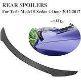 JC SPORTLINE Carbon Fiber Rear Trunk Boot Lid Spoiler fits Tesla Model S 2012-2019 (Glossy Black)