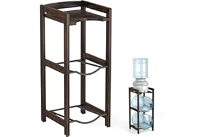 BETSEO 5 Gallon Water Jug Holder with Top Shelves, Natural Solid Wood Water Dispenser Stand 31"H, 3-Tiers 5 Gallon Water Jug Stand, Water Cooler Jug Rack, 5 Gallon Water Bottle Holder with 2 Slot & Top Shelf