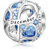 PHRUKAR Birthstone Charm for Charm Bracelet, 925 Sterling Silver Infinity Love Heart Bead Charm for Bracelet and Necklace, Happy Birthday Mother's day Christmas Jewelry Gifts for Women