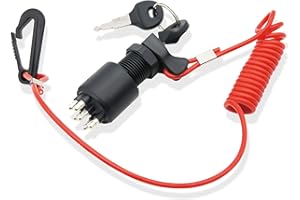 NOTETOUPT 5005801 Ignition Key Switch Compatible with OMC Johnson Evinrude 40-200HP Outboard Motor Replace175974 5005801 Ignition Switch and Key Lanyard Assembly Switch