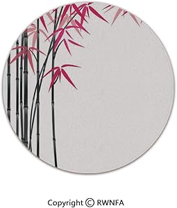 Quality Well Woven Barclay Round Area Rugs,Bamboo Tree with Colorful Leaves Exotic Elements Bushes Stylized Artsy Work 6' Diameter Pink Black White,for Kids Room Bedroom Kitchen