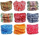 Kingree 9PCS Outdoor Multifunctional Sports Magic Scarf, High Elastic Magic Headband with Uv Resistance, Headscarves, Headbands,(Flora Print 11)