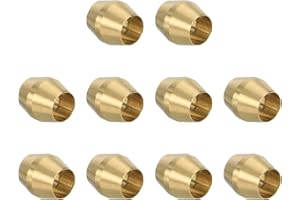 PATIKIL 1/8" ID Compression Sleeve Ferrules, 10 Pack Brass Sleeve Ferrules Compression Fitting Assortment Kit for Water Oil A