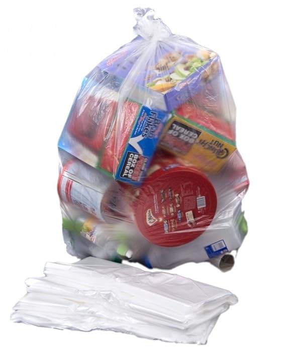 50 Clear Recycling Bags / Sacks / Refuse / Rubbish 140 Gauge Amazon.co.uk Kitchen & Home