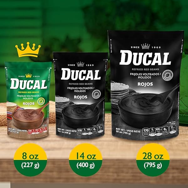 DUCAL REFRIED RED BEANS ORGANIC DOY PACK 8 OZ. INSTANT VEGETARIAN REFRIED RED BEANS, NON-GMO AND GLUTEN-FREE – EXCELLENT SOURCE IN PROTEIN AND IRON, CHOLESTEROL FREE