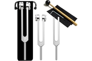 LROWVENU Tuning Fork Set (128Hz, 256Hz, 512Hz), Body Tuning Forks Chakra Set, for Medical Sound Healing Therapy, Meditation, DNA Repair, Reiki Energy, Guitar Tune Fork — Best Gift for Sound Healer