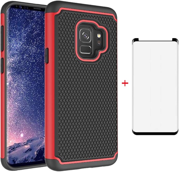 Phone Case for Samsung Galaxy S9 with Tempered Glass Screen