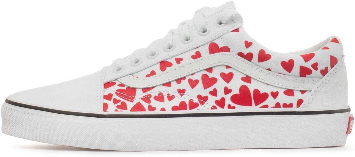 Vans Women's Old Skool (Valentines Hearts) True White/Racing Red Skate