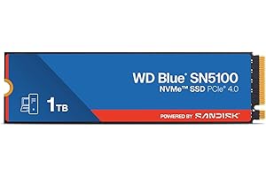 SANDISK 1TB WD Blue SN5100 NVMe SSD - M.2 2280, PCIe Gen 4.0, Internal Solid State Drive - Read Speeds Up to 7,100MB/s, Upgra